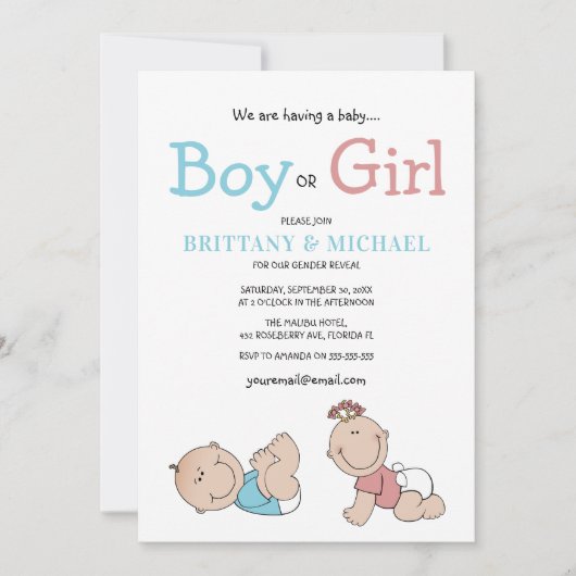 Schattigee Baby geslachtsopenbaring Kaart (Voorkant)