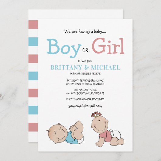 Schattigee Baby geslachtsopenbaring Kaart (Voorkant / Achterkant)