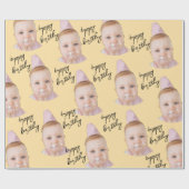 Schattigee Baby gezicht verjaardag | Gepersonalise Cadeaupapier (Vlak)