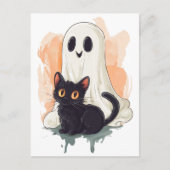 Schattigee Baby Ghost Black Kitten Halloween Briefkaart (Voorkant)