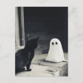 Schattigee Baby Ghost en Kitten Halloween Briefkaart (Voorkant)