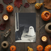 Schattigee Baby Ghost en Kitten Halloween Feestdagenkaart