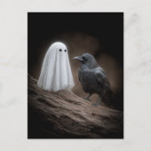 Schattigee Baby Ghost en Raven Halloween Briefkaart (Voorkant)
