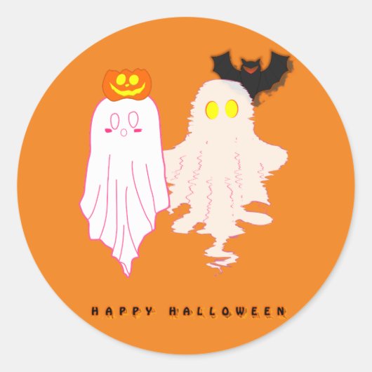 Schattigee Baby Ghosts Halloween Sticker (Voorkant)
