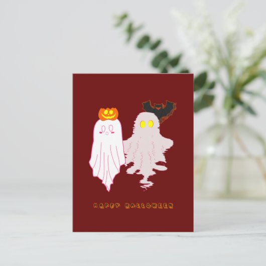 Schattigee Baby Ghosts Halloween vakantie Briefkaa Feestdagenkaart (Staand voorkant)