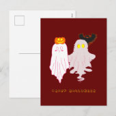 Schattigee Baby Ghosts Halloween vakantie Briefkaa Feestdagenkaart (Voorkant / Achterkant)