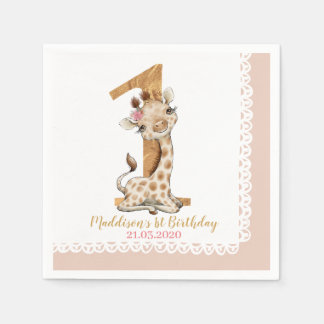 Schattigee Baby Giraffe 1e verjaardag Servet