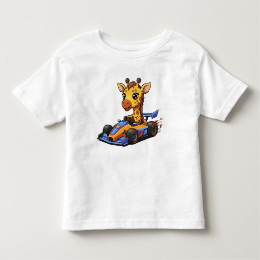 Schattigee Baby Giraffe autocoureur Kinder Shirts (Voorkant)