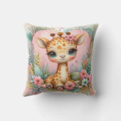 Schattigee Baby Giraffe Bloemenkwekerij Kussen (Achterkant)