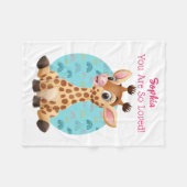 Schattigee Baby Giraffe Cartoon, Naam van het Kind Fleece Deken (Voorkant (Horizontaal))