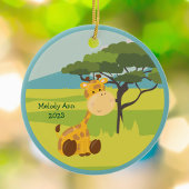 Schattigee Baby Giraffe Custom Dier Kinder Kerst Keramisch Ornament