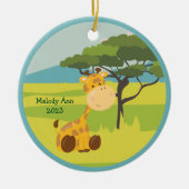 Schattigee Baby Giraffe Custom Dier Kinder Kerst Keramisch Ornament (Voorkant)