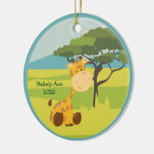 Schattigee Baby Giraffe Custom Dier Kinder Kerst Keramisch Ornament (Links)