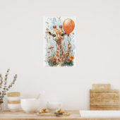Schattigee Baby Giraffe Digitale Schilderkunst Ill Poster (Keuken)
