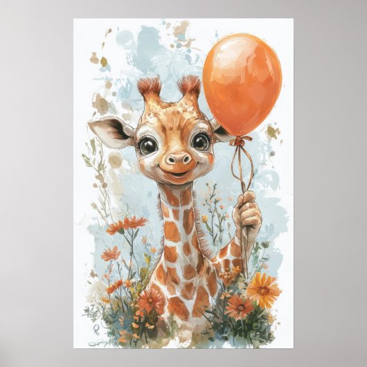 Schattigee Baby Giraffe Digitale Schilderkunst Ill Poster (Voorkant)