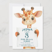 Schattigee Baby Giraffe en teken verjaardagsfeestj Kaart (Voorkant)