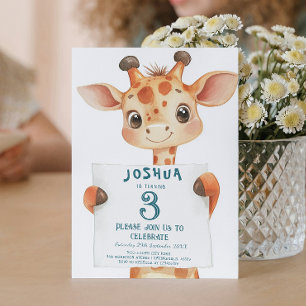 Schattigee Baby Giraffe en teken verjaardagsfeestj Kaart