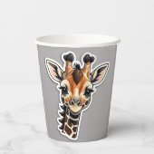 Schattigee Baby Giraffe gezicht Papieren Bekers (Achterkant)