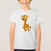 Schattigee Baby Giraffe Glimlachende Cartoon-35280 Tri-Blend Shirt (Voorkant)