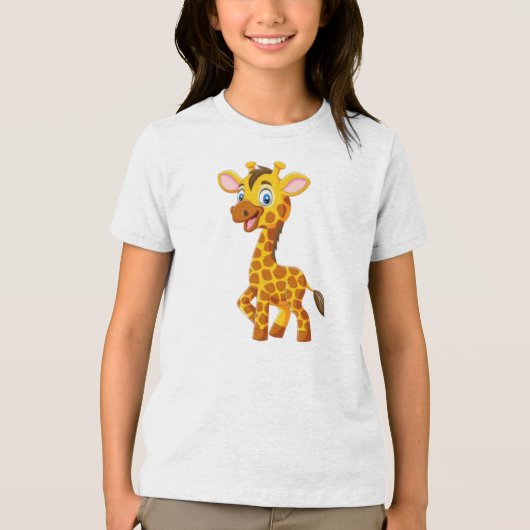 Schattigee Baby Giraffe Glimlachende Cartoon-35280 Tri-Blend Shirt (Voorkant)