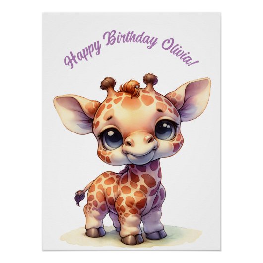 Schattigee Baby Giraffe grillig ontwerp Perfect Poster (Voorkant)