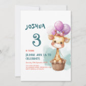 Schattigee Baby Giraffe I Balloons Kids verjaardag Kaart (Voorkant)