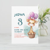 Schattigee Baby Giraffe I Balloons Kids verjaardag Kaart (Staand voorkant)