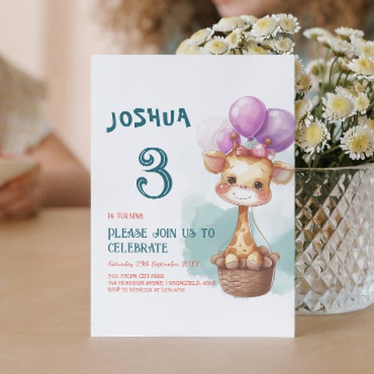 Schattigee Baby Giraffe I Balloons Kids verjaardag Kaart