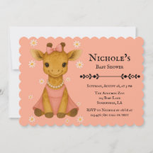 Schattigee Baby Giraffe in Pink Girl Baby shower