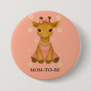 Schattigee Baby Giraffe in roze meisje moeder te z Ronde Button 7,6 Cm