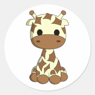 Schattigee baby giraffe kawaii cartoon kinder stic ronde sticker