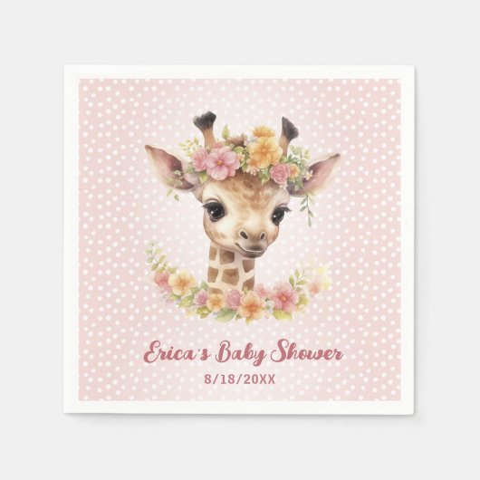 Schattigee Baby Giraffe Meisje Wild Safari Douche Servet (Voorkant)