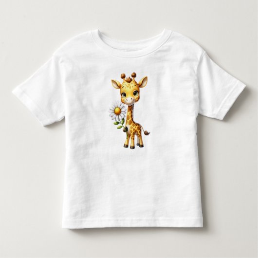 Schattigee Baby Giraffe met Daisy Flower-88681 Kinder Shirts (Voorkant)