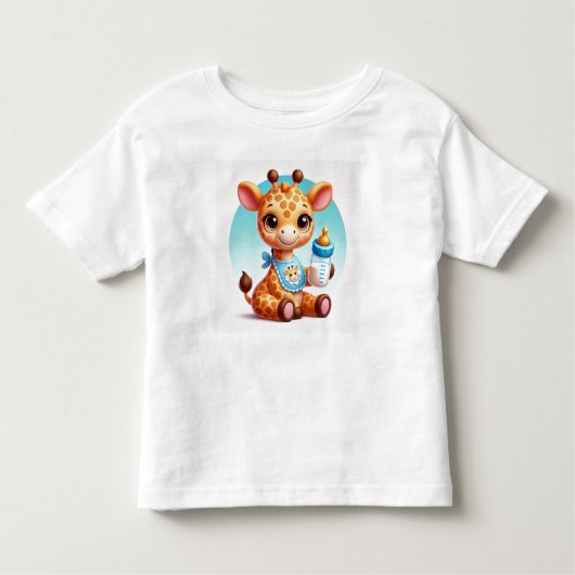 Schattigee Baby Giraffe met een flesje Kinder Shirts (Voorkant)