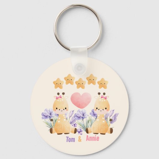 Schattigee Baby Giraffe Sleutelhanger (Voorkant)