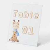 Schattigee Baby Giraffe Tafelnummers Reclamebord Met Voetstuk (Voorkant)