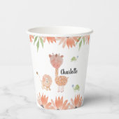 Schattigee Baby Giraffe Waterverf Handgeschilderd Papieren Bekers (Achterkant)