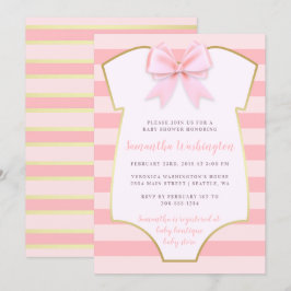 Schattigee Baby Girl Blush Roze Bow & Goud Baby sh Kaart