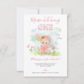 Schattigee Baby Girl Illustratie 1e Verjaardagsfee Kaart (Voorkant)