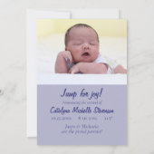 Schattigee Baby Girl of Boy Bunny Art Gepersonalis Aankondiging (Achterkant)