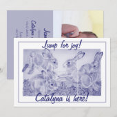 Schattigee Baby Girl of Boy Bunny Art Gepersonalis Aankondiging (Voorkant / Achterkant)