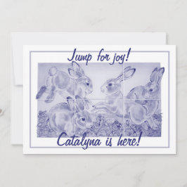 Schattigee Baby Girl of Boy Bunny Art Gepersonalis Aankondiging