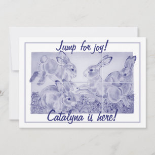 Schattigee Baby Girl of Boy Bunny Art Gepersonalis Aankondiging