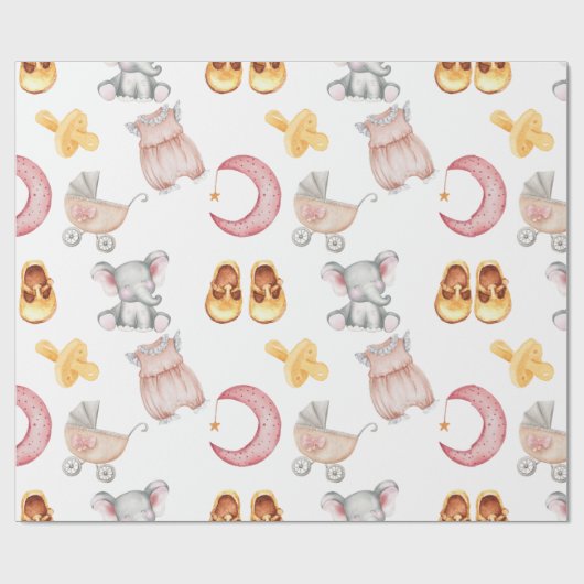 Schattigee Baby Girl Pastel Blush Boho Stroller Pa Cadeaupapier (Vlak)