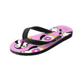 Schattigee Baby Girl Pinguïns met roze bloemen Kinder Teenslippers (Schuin)