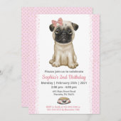 Schattigee Baby Girl Roze Uitnodiging (Voorkant / Achterkant)