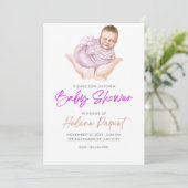 Schattigee Baby Girl Shower Uitnodiging (Staand voorkant)