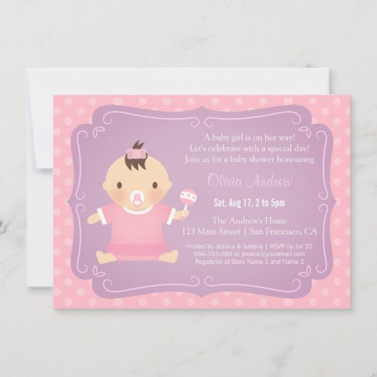 Schattigee Baby Girl Tutu Baby Shower Uitnodiginge Kaart (Voorkant)