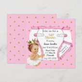 Schattigee Baby Girl's Baby shower Invitation Kaart (Voorkant / Achterkant)