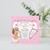 Schattigee Baby Girl's Baby shower Invitation Kaart (Staand voorkant)